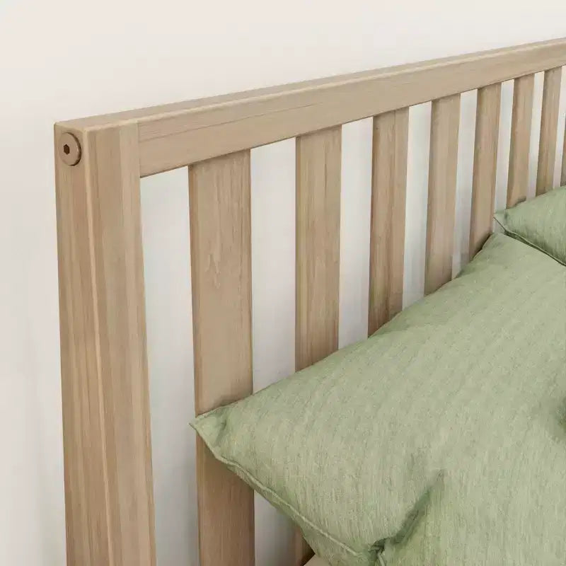 Lit plateforme scandinave double Max & Lily, en bois massif avec tête de lit pour enfants