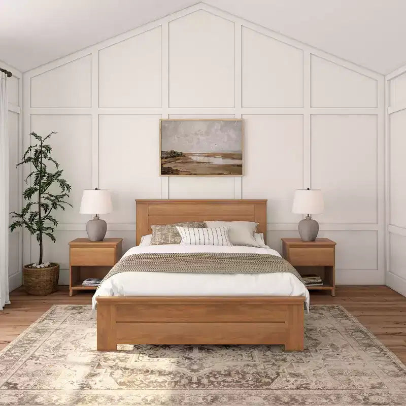 Lit queen en bois massif avec tête de lit à panneaux modèle Farmhouse Plank+Beam