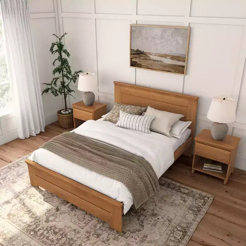 Lit queen en bois massif avec tête de lit à panneaux modèle Farmhouse Plank+Beam