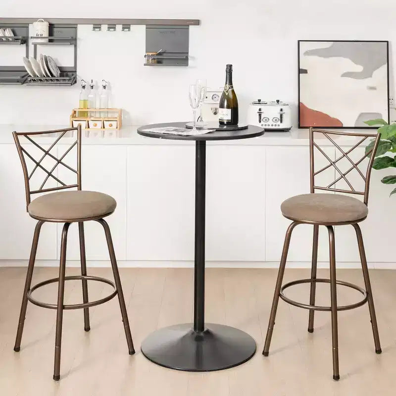 Lot de 2 tabourets de bar pivotants réglables Costway 61/76 cm chaises de salle à manger en métal marron
