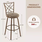 Lot de 2 tabourets de bar pivotants réglables Costway 61/76 cm chaises de salle à manger en métal marron