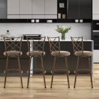 Lot de 2 tabourets de bar pivotants réglables Costway 61/76 cm chaises de salle à manger en métal marron
