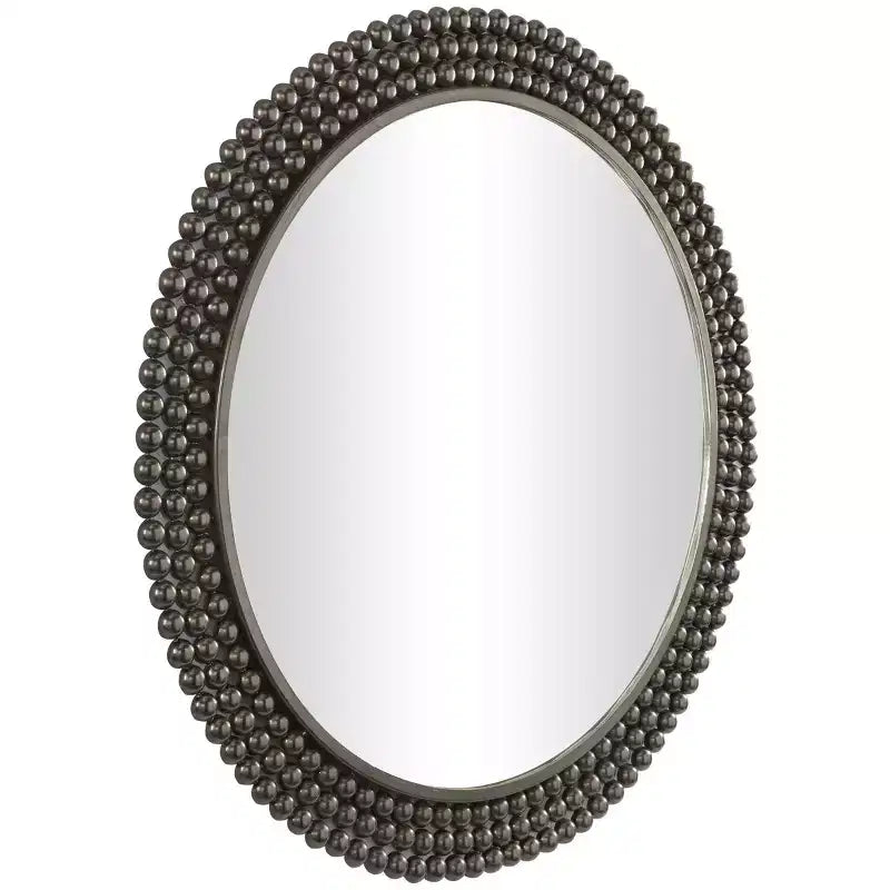 Miroir mural rond en métal avec perles - CosmoLiving by Cosmopolitan