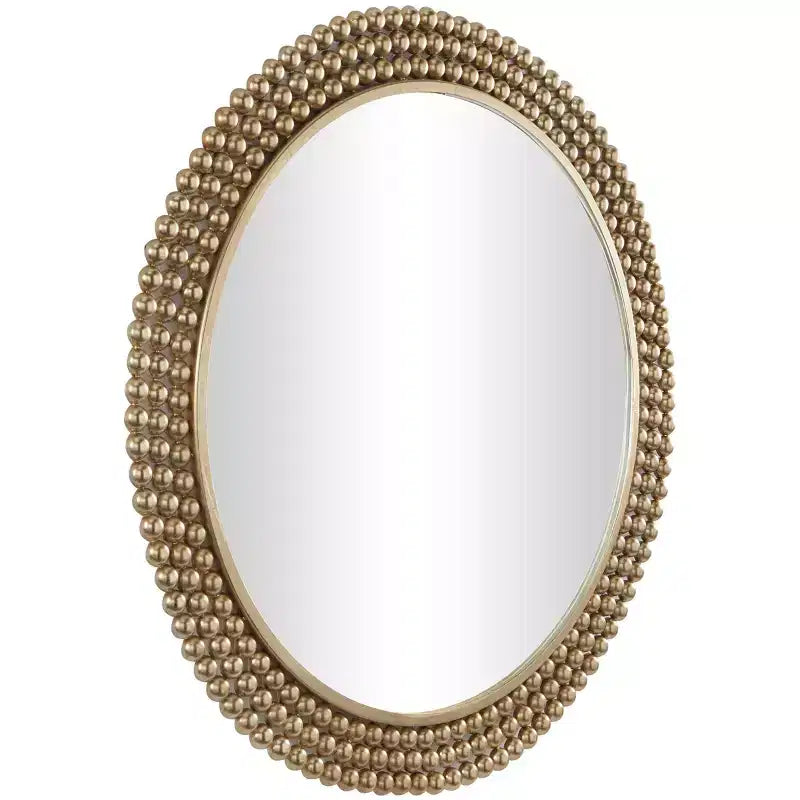 Miroir mural rond en métal avec perles - CosmoLiving by Cosmopolitan