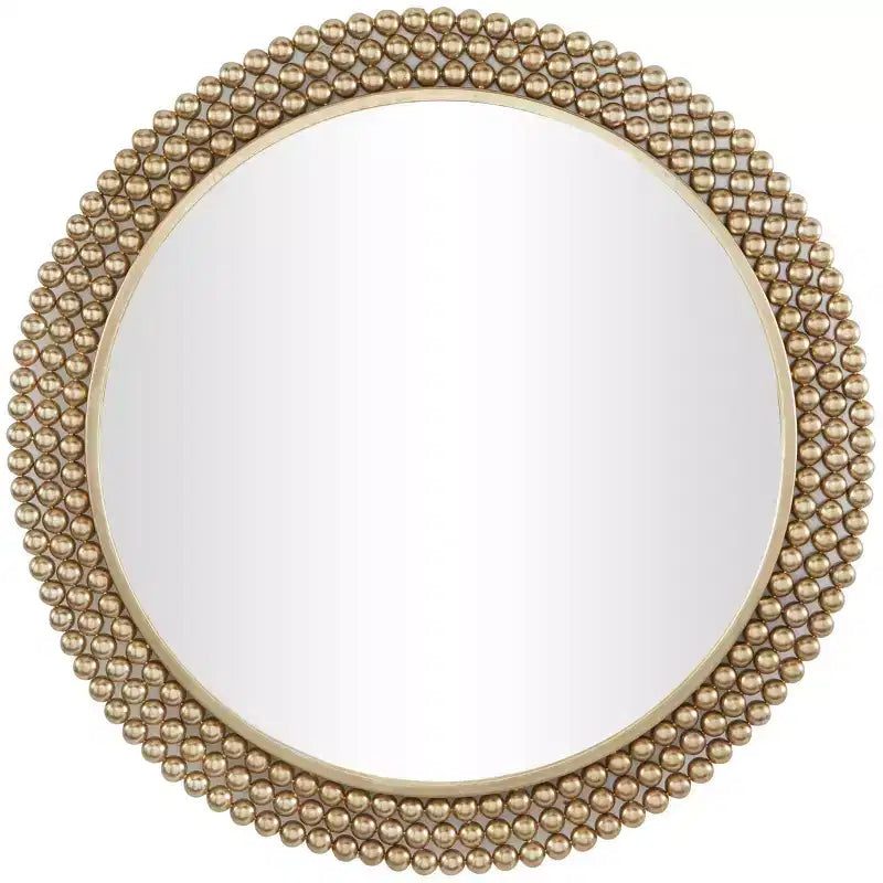 Miroir mural rond en métal avec perles - CosmoLiving by Cosmopolitan