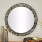 Metal Round with Beaded Detailing Wall Mirror - CosmoLiving by Cosmopolitan