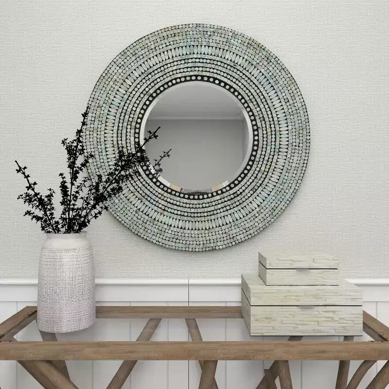 Miroir Mural Mosaïque Fait Main en Bois - Olivia & May