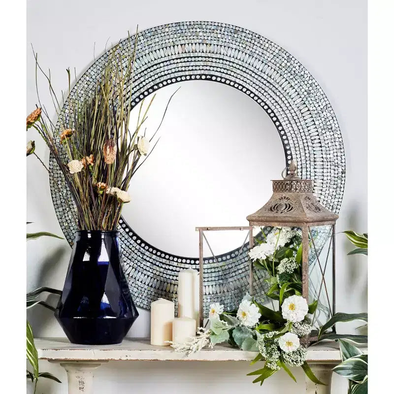 Miroir Mural Mosaïque Fait Main en Bois - Olivia & May