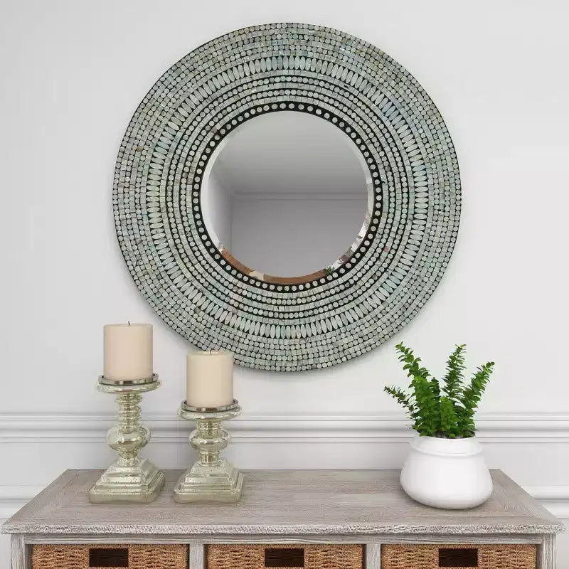 Miroir Mural Mosaïque Fait Main en Bois - Olivia & May