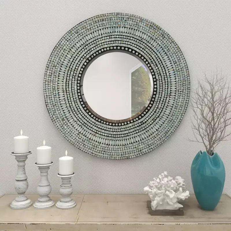 Miroir Mural Mosaïque Fait Main en Bois - Olivia & May
