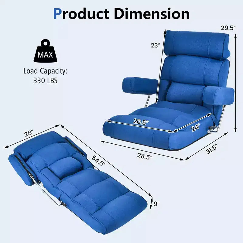 Costway Canapé réglable paresseux avec dossier réglable en continu et tête/lombaire/siège 6 positions marron/gris/bleu