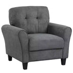 Costway Upholstered Modern Accent Chair Mid-Century Armchair with Sturdy Legs Grey/Beige