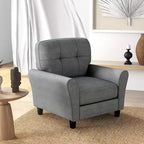 Costway Fauteuil d'appoint moderne rembourré Fauteuil de style Mid-Century avec pieds robustes Gris/Beige