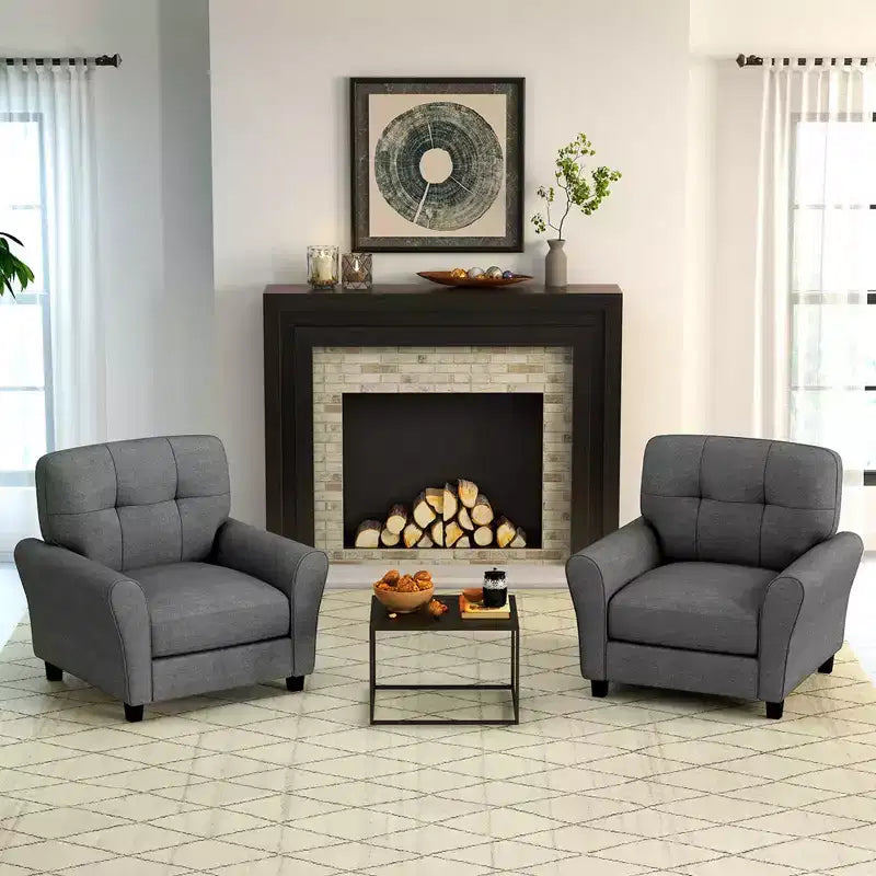 Costway Fauteuil d'appoint moderne rembourré Fauteuil de style Mid-Century avec pieds robustes Gris/Beige