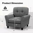 Costway Fauteuil d'appoint moderne rembourré Fauteuil de style Mid-Century avec pieds robustes Gris/Beige