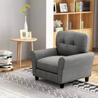 Costway Fauteuil d'appoint moderne rembourré Fauteuil de style Mid-Century avec pieds robustes Gris/Beige