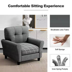 Costway Fauteuil d'appoint moderne rembourré Fauteuil de style Mid-Century avec pieds robustes Gris/Beige