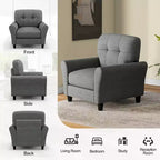 Costway Fauteuil d'appoint moderne rembourré Fauteuil de style Mid-Century avec pieds robustes Gris/Beige