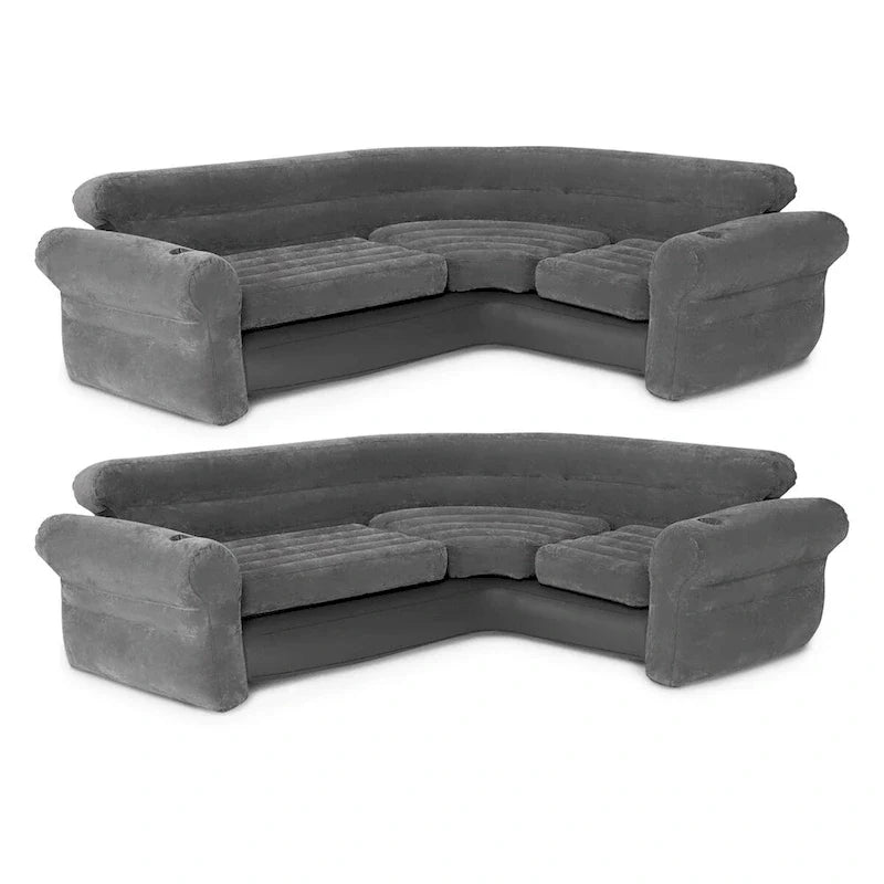 Canapé d'angle gonflable Intex en forme de L avec porte-gobelets, gris (lot de 2) - 26