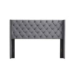 Lit plateforme capitonné en velours capitonné Queen Size, Gris - ModernLuxe