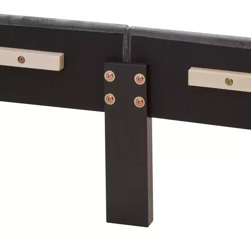 Lit plateforme capitonné en velours capitonné Queen Size, Gris - ModernLuxe