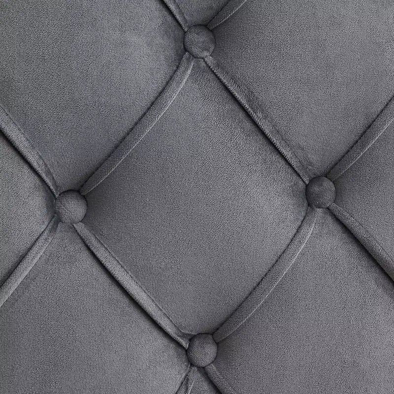 Lit plateforme capitonné en velours capitonné Queen Size, Gris - ModernLuxe