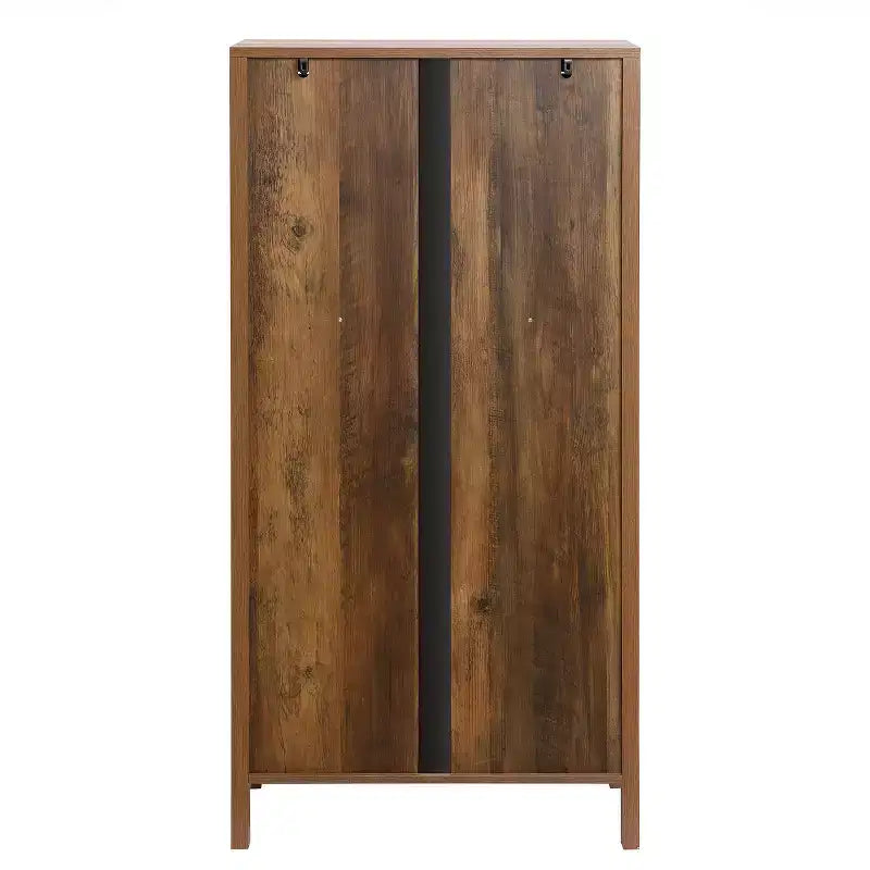 LuxenHome 47.2 Armoire de rangement de style campagnard avec portes en verre, Grand garde-manger, Vitrine en verre Marron, Noir
