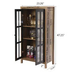 LuxenHome 47.2 Armoire de rangement de style campagnard avec portes en verre, Grand garde-manger, Vitrine en verre Marron, Noir