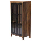 LuxenHome 47.2 Armoire de rangement de style campagnard avec portes en verre, Grand garde-manger, Vitrine en verre Marron, Noir