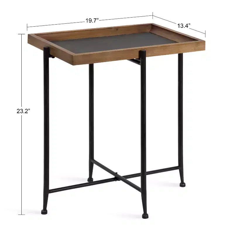 Table d'appoint rectangulaire en métal Kate and Laurel Mecabe, 19,75 x 13,5 x 23,25, marron rustique et noir