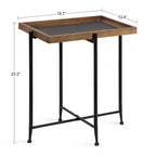 Table d'appoint rectangulaire en métal Kate and Laurel Mecabe, 19,75 x 13,5 x 23,25, marron rustique et noir