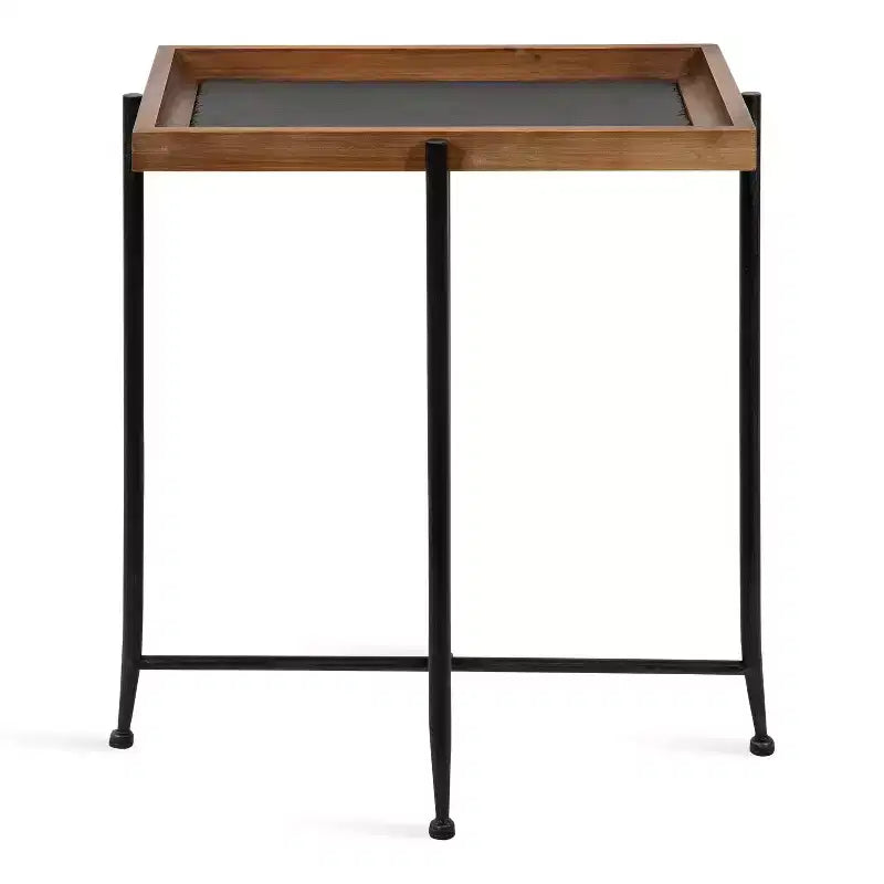 Table d'appoint rectangulaire en métal Kate and Laurel Mecabe, 19,75 x 13,5 x 23,25, marron rustique et noir