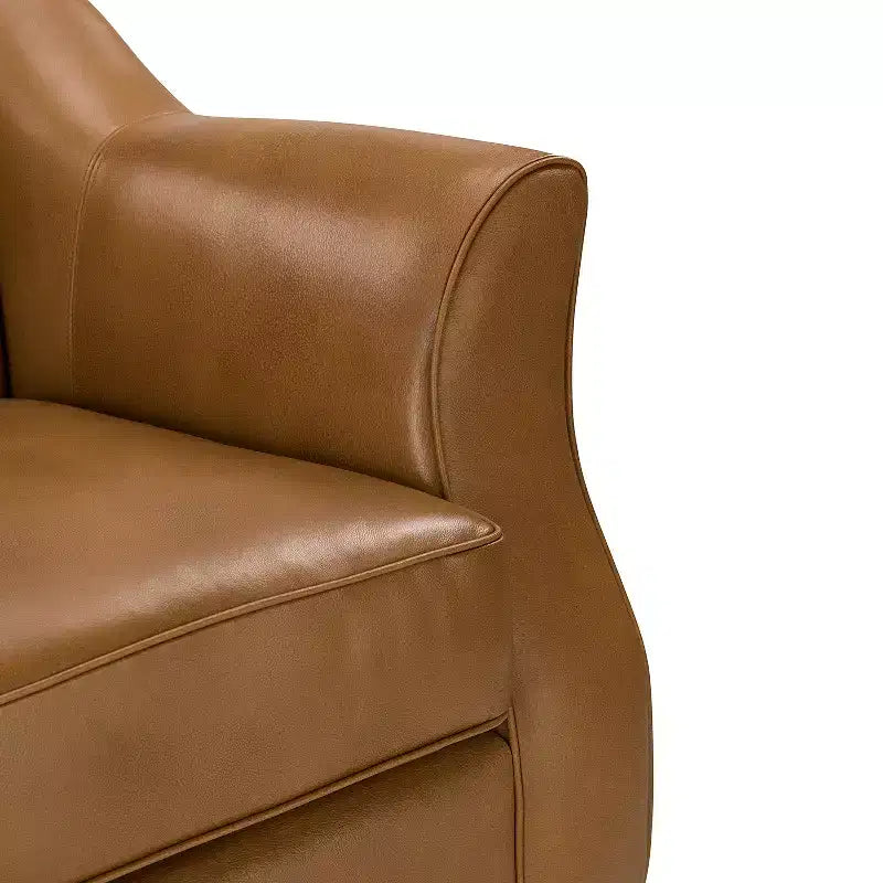 Canapé Bruno en cuir véritable 78,75 po de large avec pieds fuselés en bois massif|ART OF LIVING DESIGNS
