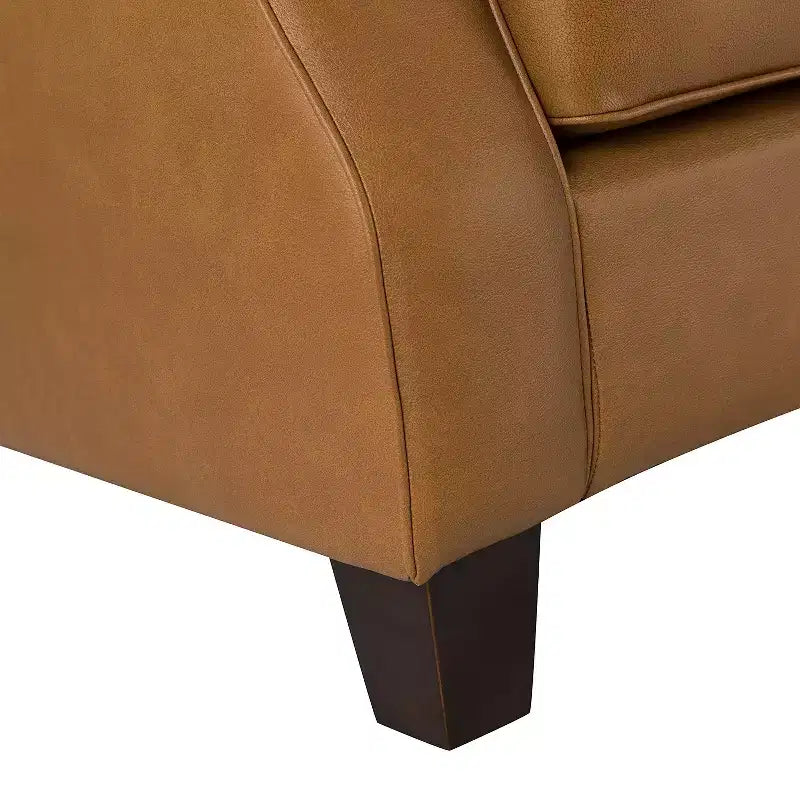 Canapé Bruno en cuir véritable 78,75 po de large avec pieds fuselés en bois massif|ART OF LIVING DESIGNS