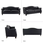 Canapé Bruno en cuir véritable 78,75 po de large avec pieds fuselés en bois massif|ART OF LIVING DESIGNS