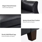 Canapé Bruno en cuir véritable 78,75 po de large avec pieds fuselés en bois massif|ART OF LIVING DESIGNS