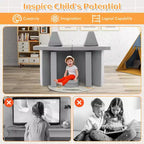 Costway Canapé de jeu 10 pièces pour enfants, ensemble modulaire pliable en mousse, canapé convertible, jeux pour tout-petits Bleu/Gris/Vert