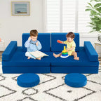 Costway Canapé de jeu 10 pièces pour enfants, ensemble modulaire pliable en mousse, canapé convertible, jeux pour tout-petits Bleu/Gris/Vert