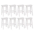PJ Wood Classic 29 Inch Saddle Seat Kitchen Bar Counter Stool, White (8 Pack)