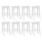 PJ Wood Classic 29 Inch Saddle Seat Kitchen Bar Counter Stool, White (8 Pack)