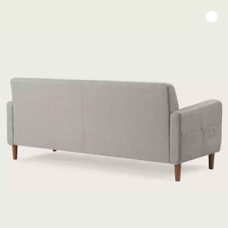 Canapé Adair Mid-Century Modern avec accoudoirs à poches Tissu en lin capitonné - Mellow