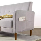 Canapé Adair Mid-Century Modern avec accoudoirs à poches Tissu en lin capitonné - Mellow