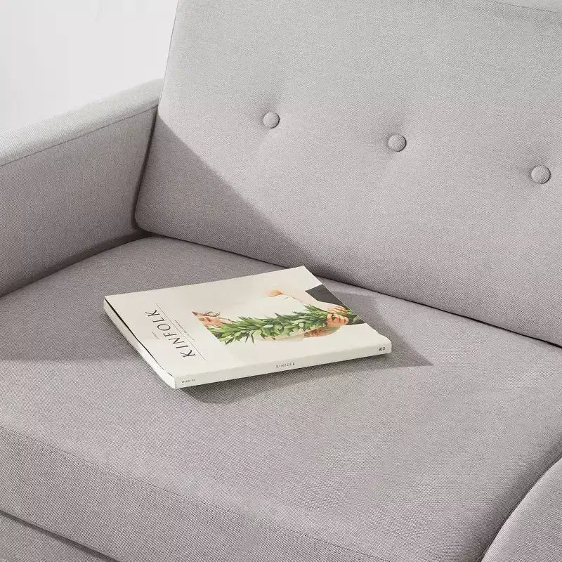 Canapé Adair Mid-Century Modern avec accoudoirs à poches Tissu en lin capitonné - Mellow