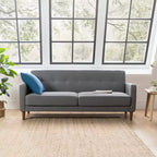 Canapé Adair Mid-Century Modern avec accoudoirs à poches Tissu en lin capitonné - Mellow