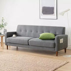 Canapé Adair Mid-Century Modern avec accoudoirs à poches Tissu en lin capitonné - Mellow