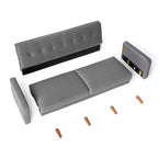 Canapé Adair Mid-Century Modern avec accoudoirs à poches Tissu en lin capitonné - Mellow