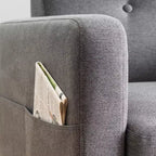 Canapé Adair Mid-Century Modern avec accoudoirs à poches Tissu en lin capitonné - Mellow