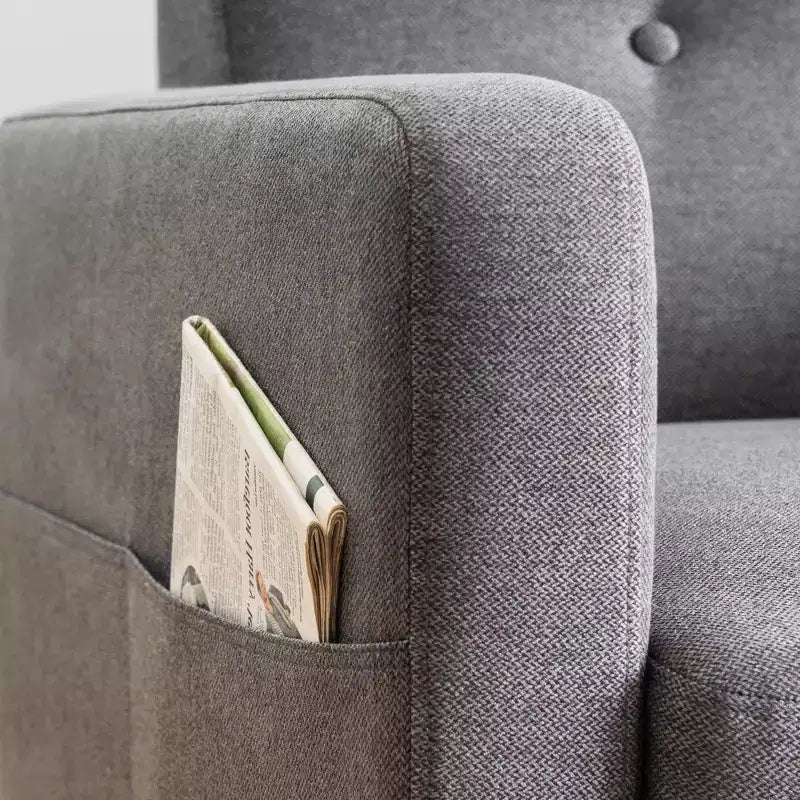 Canapé Adair Mid-Century Modern avec accoudoirs à poches Tissu en lin capitonné - Mellow
