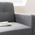 Canapé Adair Mid-Century Modern avec accoudoirs à poches Tissu en lin capitonné - Mellow