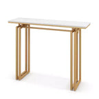 Table console Costway de 110,5 cm, table de canapé d'entrée en faux marbre avec pieds en métal pour salon Noir/Or